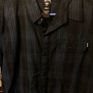 Stussy dark plaid button up